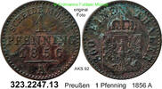 Brandenburg-Preußen 1 Pfenning 1856A AKS 92 . 323.2247.13 ss 25.10 元 含增值税 ＋  399.53 元 运费