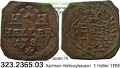 Sachsen Hildburghausen 1 Heller Schön 79 . Friedrich 1780-1826 . 323.2365.03 -