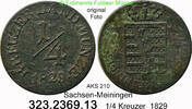 Sachsen Meiningen 1 Kreuzer AKS 210 . Bernhard II. Erich Freund 1803-1866 . 323.2369.13 -