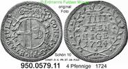 Fulda Abtei 4 Pfennige 78-435 . Constatin von Buttlar 1714-1726 . 959.0579.11 -