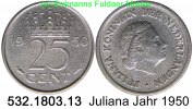 Netherlands Niederlande 25 Cents 1950 *67 KM183 Juliana . 532.1803.13 ss 6.28 元 含增值税 ＋  399.53 元 运费