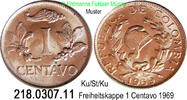Kolumbien 1 Centavo 1969 *25a KM205a Freiheitskappe . 218.0307.11 unc 10.46 元 含增值税 ＋  399.53 元 运费