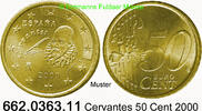 Spanien 50 Cent 2000 *337 KM1047 Kursmünze .662.0363.11 unc 14.64 元 含增值税 ＋  399.53 元 运费