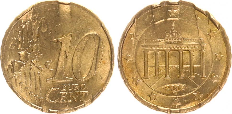 10 cent deutschland, drehende sterne entwertet 2002 d