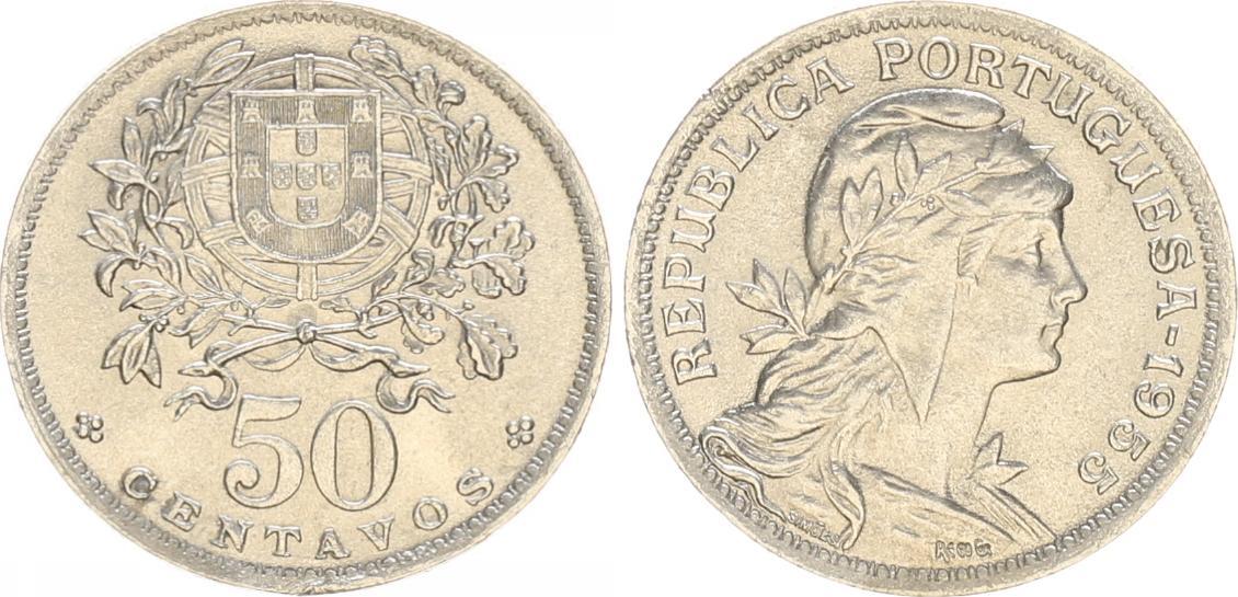 1955 portugal portugal 50 centavos 1955 republica portuguesa ch