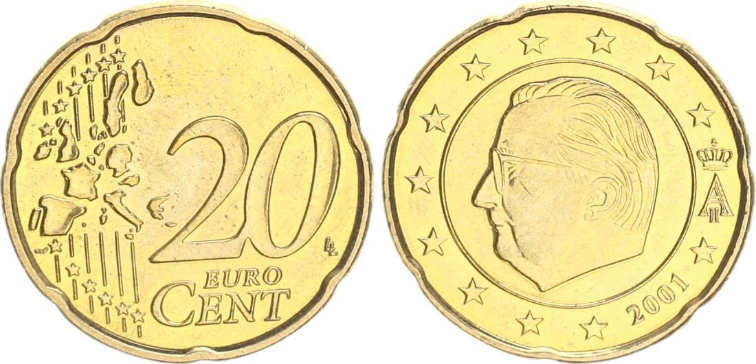belgien20centkursmünze2001pr01gefrischseltenkleinstauflageunc
