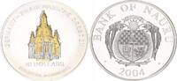 Nauru Skulpturmünze 10 Dollar Skulpturmünze Steckmünze Silber vergoldet Dresdner Frauenkirche mit Zertifikat -