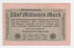 3. Reich 5 Millionen Mark Banknote Deutschland, 5 Millionen Mark Banknote, 1 Oktober 1923 - mit Propaganda-Aufdruck -