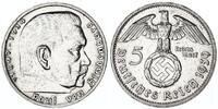 Drittes Reich - Deutschland 5 Mark 1939 G Hindenburg seltenes Jahr vz 435.09 元 含税 ＋  74.89 元 运费