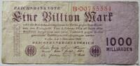Deutsches Reich 1 Billion Mark Reichsdruck, Serie B -
