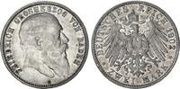 Kaiserreich / Baden 2 Mark Silber Friedrich J.32 -