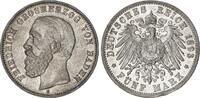 Kaiserreich - Baden 5 Mark Silber Friedrich I. J.29 -