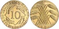Deutschland / Weimar 10 Pfennig auf 5 Pf. Schrötling 10 Pfennig J.317 1925 G Fehlprägung: auf 5 Pf.-Schrötling geprägt, 2,5g prfr.-St -