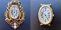 Italien / Japan, DAMEN UHR (Brosche), BROSCHENUHR, J-VAL - Italy Quarzuhr, funktioniert -