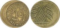 Deutschland / Weimar 10 Pfennig 20% dezentriert 10 Pfennig 1924 E Fehlprägung: 20% dezentriert, ohne Riffelrand -