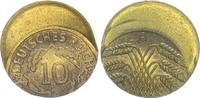 Deutschland / WEIMAR 10 Pfennig Weimar, 10 Pfennig 1924 A, Fehlprägung: 35% dezentriert, ohne Riffelrand -