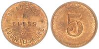 Notgeld Ludwigsburg 5 Pfennig Notgeld Ludwigsburg Brauerei R. Cluss -