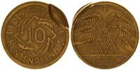 Deutschland / Weimar 10 Pfennig 10 Pfennig J.309 1924E Fehlprägung Wertseite Rohling mitgeprägt !!! -
