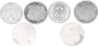 Deutschland / Kaiserreich / Probeprägung LOT: 3 versch. Schrötlingsproben Probe / Schrötlingsproben für 3 Markstücke -