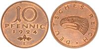 Deutschland / WEIMAR / PROBEPRÄGUNG 10 Pfennig WEIMAR 10 Pfennig Gestaltungsprobe zu J.317 Prachtexemplar, prägefrisch-stempelg -