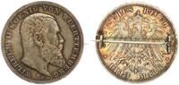 Deutschland / Kaiserreich patriotischer Münzbrosche Württemberg 3 Mark 1914 F König Wilhelm II -