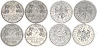 Deutschland 4 x 2 DM Kursmünzen J.386 Ähren und Trauben Komplettsatz -