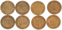 XXX Deutschland Lot 10 Pfennig 1 Satz Bank dt.Länder- 10 Pfennig 1949 D F G J -