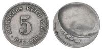 Deutschland / Kaiserreich 5 Pfennig Fehlprägung Kaiserreich 5 Pfennig 1875 Rückseite glatt durch mitgeprägten Rohling -