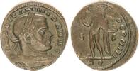 Antike / Römische Kaiserzeit / Licinius Follis Antike Follis des Licinius Sol steht n.l. mit Globus in der Linken -