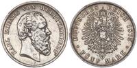 Kaiserreich Württemberg 5 Mark König Karl -