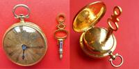 unbek. Herstellungsland, DAMEN Taschen UHR, Spindel DAMEN TASCHENUHR, Gold, kleine Fehler, sonst gute Funktion, ca.1815, -