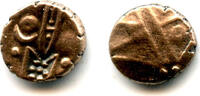 Weltmünzen Unpublished variety - gold Kali fanam minted by the British EIC company in Madra -