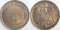 Deutschland 5 Pfennig 5 Pfennig 1895F prägefrisch feinst, wohl einmalige Qualität -