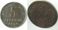 Kaiserreich 5 Pfennig 1916F glatter Rand -