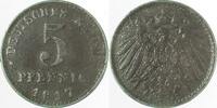 Kaiserreich 5 Pfennig 1917A glatter Rand -