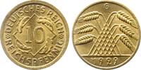 Deutschland 10 Pfennig 10 Reichspfennig 1929 G J 317 goldene Patina ! -