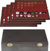 Echtholzkassette CARUS mit 4 Tableaus für 192 Münzen/Münzkapseln bis Ø 30 mm oder Champagner-Kapseln -