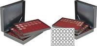 Münzkassette NERA XL mit 3 Tableaus und dunkelroten Münzeinlagen für 105 Münzkapseln mit Außen-Ø 32 mm, z.B. für 2 Euro-Münzen i -