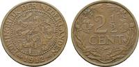 NIEDERLANDE Ku.-2 1/2 Cent Wilhelmina, 1890-1948. -
