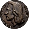 KUNSTMEDAILLE einseitige Bronzegussmedaille (Josef Remenyi) Friedrich von Schiller, 1759-1805. -