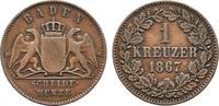 BADEN Ku.-Kreuzer Friedrich I., 1852-1856-1907. -
