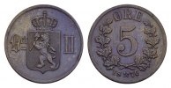 SCHWEDEN 5 Öre Oskar II., 1872-1907. -