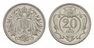 KAISERREICH ÖSTERREICH 20 Heller Franz Josef I., 1848-1916. -
