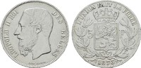 BELGIEN 5 Francs Leopold II., 1865-1909. -