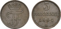 MECKLENBURG Ku.-3 Pfennig Friedrich Franz II., 1842-1883. -