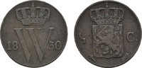 NIEDERLANDE Ku.-1/2 Cent Wilhelm III., 1849-1890. -