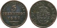 BRANDENBURG-PREUSSEN 3 Pfennig Wilhelm I., 1861-1888. -
