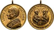 ITALIEN Tragbare, vergoldete Bronzemedaille Leo XIII., 1878-1903. -