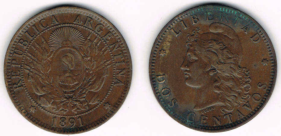 2 centavos 1891 argentinien republica argentinia 2 centavos