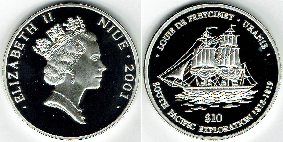 10 dollars 2001 niue niue, silver coin, "louis
